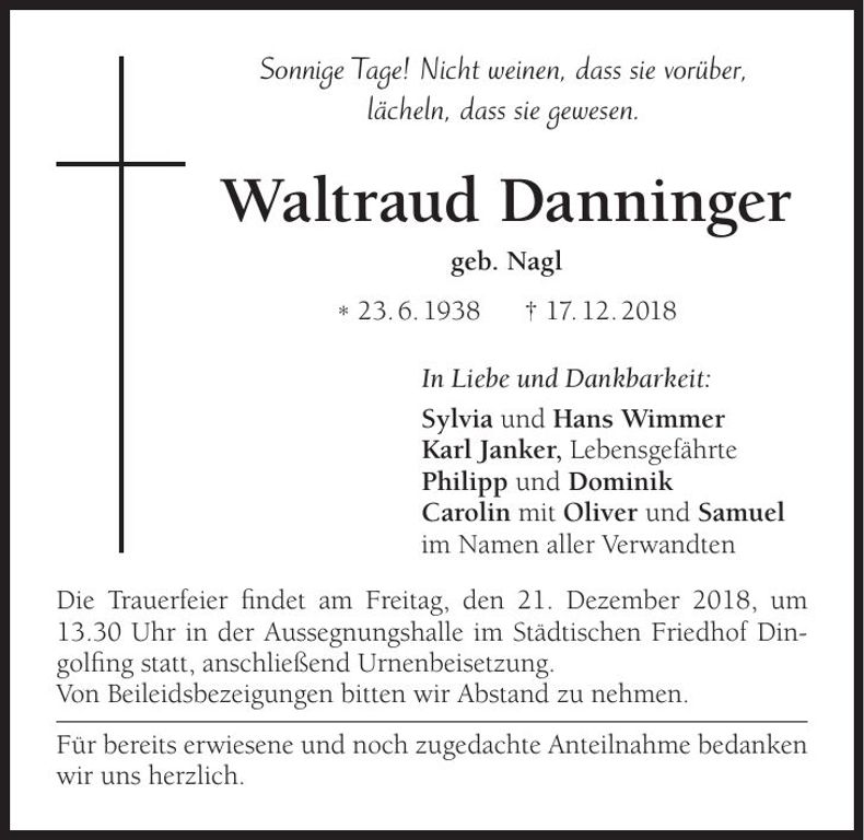 Traueranzeige Waltraud Danninger