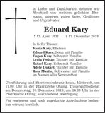 Traueranzeige Eduard Kary