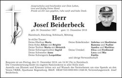 Traueranzeige Josef Beiderbeck
