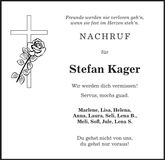 Traueranzeige Stefan Kager