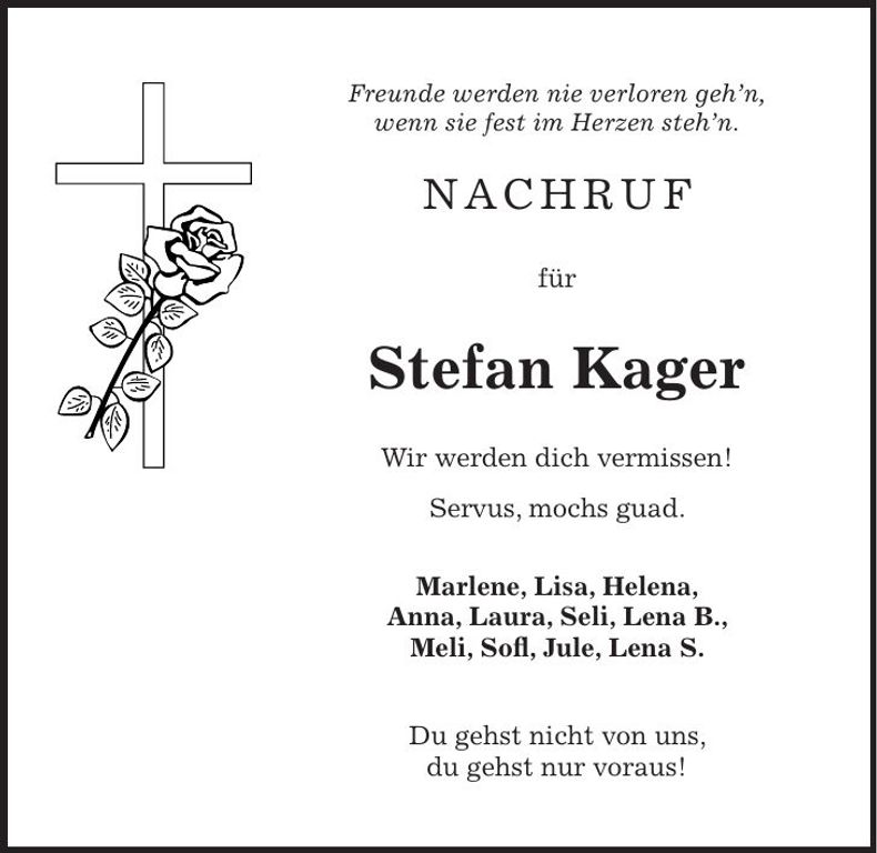 Traueranzeige Stefan Kager