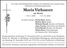Traueranzeige Maria Viehauser