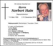 Traueranzeige Norbert Hain