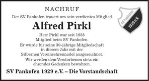 Traueranzeige Alfred Pirkl