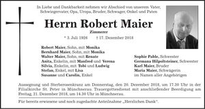 Traueranzeige Robert Maier