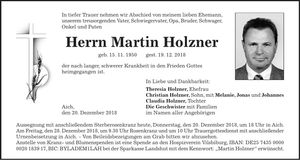 Traueranzeige Martin Holzner