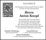 Traueranzeige Anton Knopf