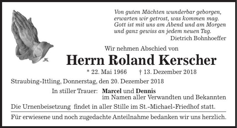 Traueranzeige Roland Kerscher