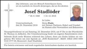 Traueranzeige Josef Stadlöder