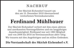 Traueranzeige Ferdinand Mühlbauer
