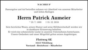 Traueranzeige Patrick Aumer
