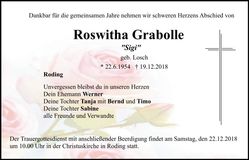 Traueranzeige Roswitha Grabolle