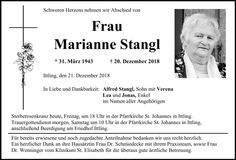 Traueranzeige Marianne Stangl