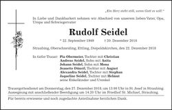 Traueranzeige Rudolf Seidel