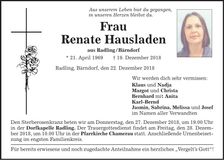 Traueranzeige Renate Hausladen
