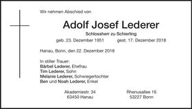 Traueranzeige Josef Lederer
