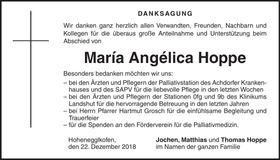Traueranzeige María Angélica Hoppe