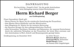 Traueranzeige Richard Berger