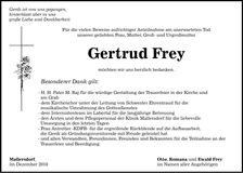 Traueranzeige Gertrud Frey