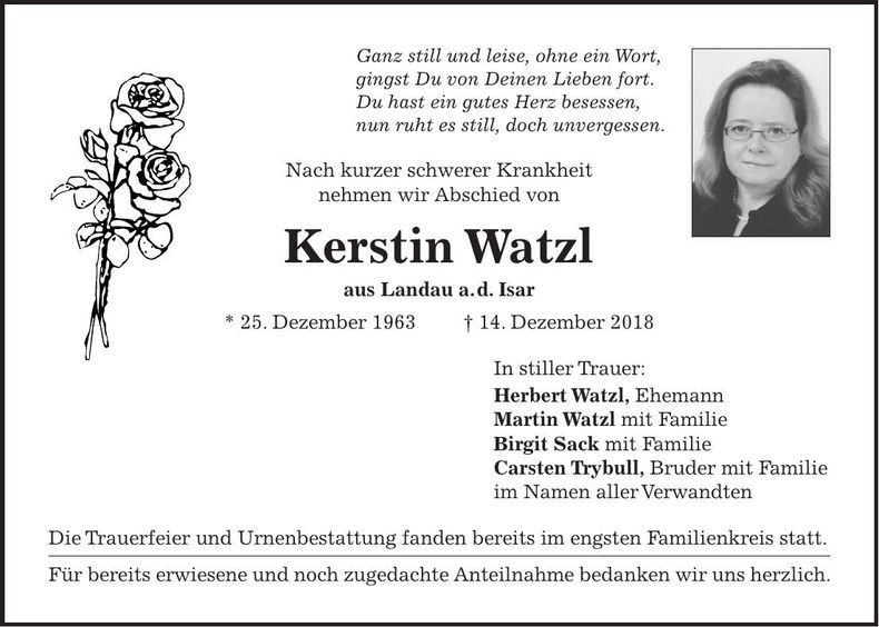 Traueranzeige Kerstin Watzl