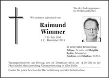 Traueranzeige Raimund Wimmer