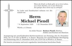 Traueranzeige Michael Piendl