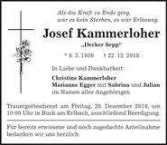 Traueranzeige Josef Kammerloher