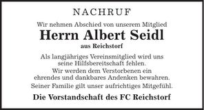 Traueranzeige Albert Seidl