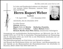 Traueranzeige Rupert Weber