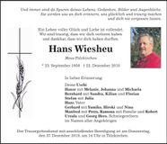 Traueranzeige Hans Wiesheu