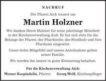 Traueranzeige Martin Holzner