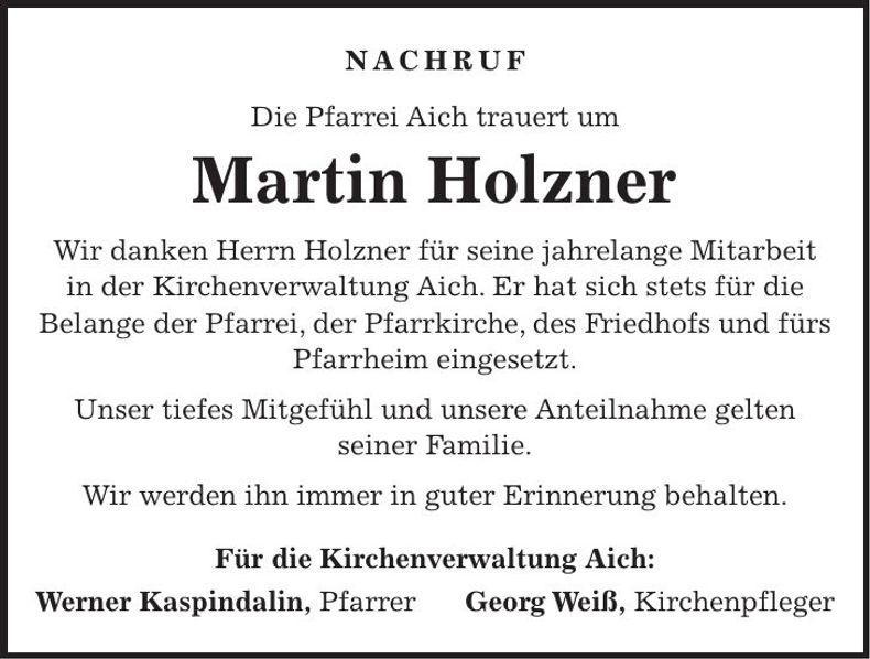 Traueranzeige Martin Holzner