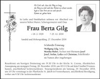 Traueranzeige Berta Gilg