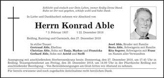 Traueranzeige Konrad Able