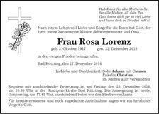 Traueranzeige Rosa Lorenz