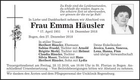 Traueranzeige Emma Häusler
