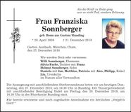 Traueranzeige Franziska Sonnberger
