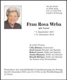 Traueranzeige Rosa Wrba