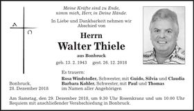 Traueranzeige Walter Thiele