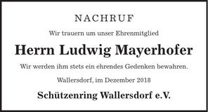 Traueranzeige Ludwig Mayerhofer