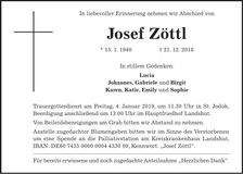Traueranzeige Josef Zöttl