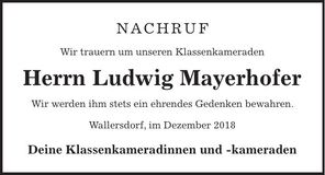 Traueranzeige Ludwig Mayerhofer