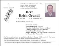 Traueranzeige Erich Grundl