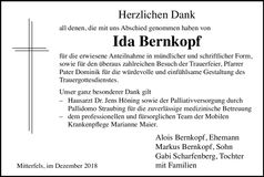 Traueranzeige Ida Bernkopf
