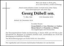 Traueranzeige Georg Dübell sen.