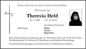 Traueranzeige Theresia Held