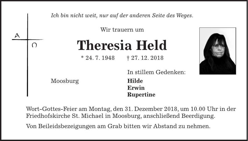 Traueranzeige Theresia Held