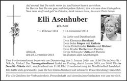 Traueranzeige Elli Asenhuber