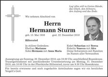 Traueranzeige Hermann Sturm