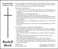 Traueranzeige Rudolf Beck